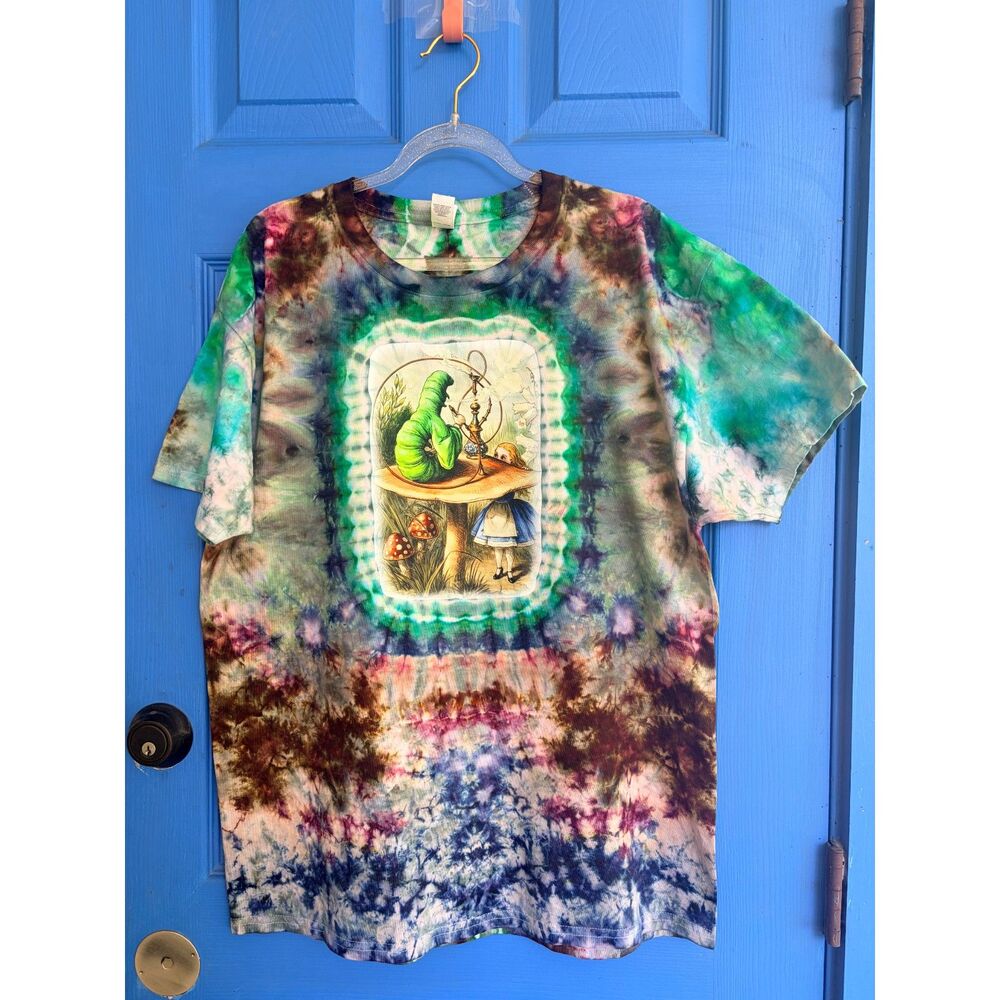 Handmade Alice in Wonderland tie dye t-shirt ice dyed